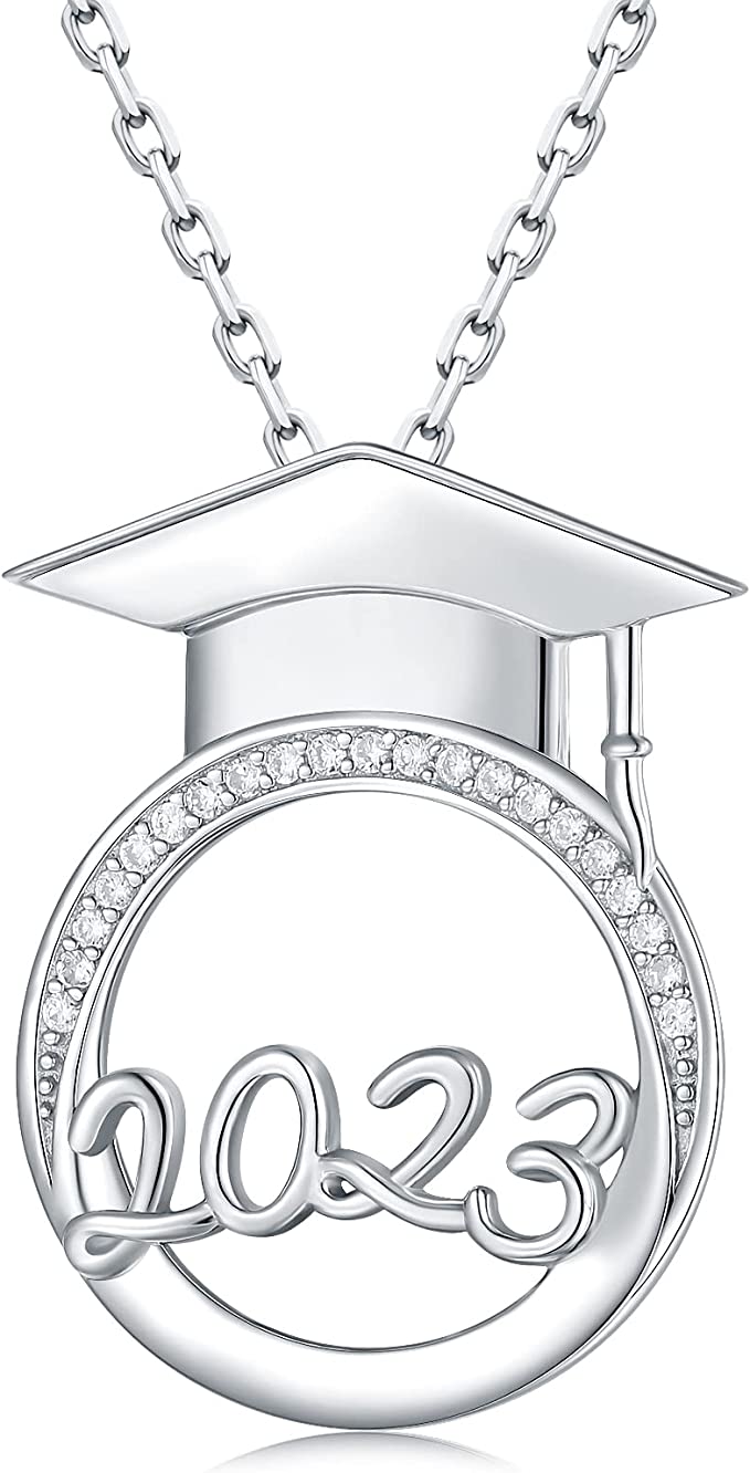 Graduation Gifts for Her 2023 - Sterling Silver Bachelor's Hat Pendant Class of 2022 Graduation Necklace for Best Friends, High School College Graduation Gifts Jewelry for Women Girls Daughter